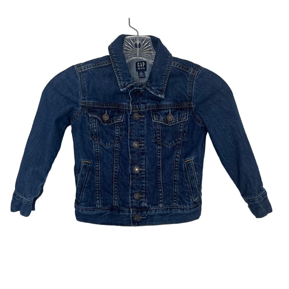 Gap Kids Denim Jean Jacket Snap Front Girls Size 4 Blue Casual Fall